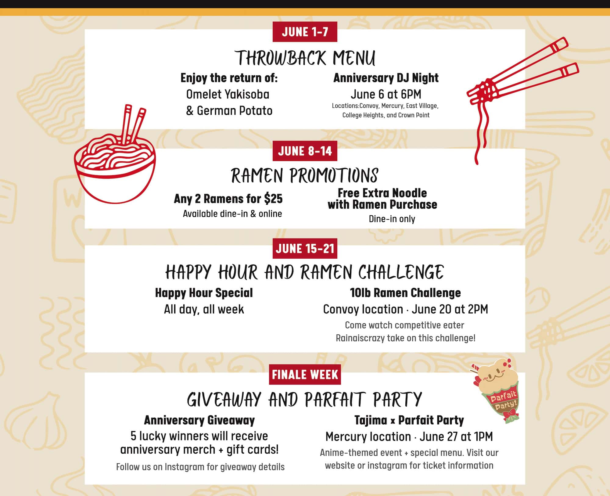 Tajima 25th Anniversary Events — June 2026